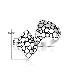 Silver Overlay Over Copper Modern Bubble Pattern Dome Ring