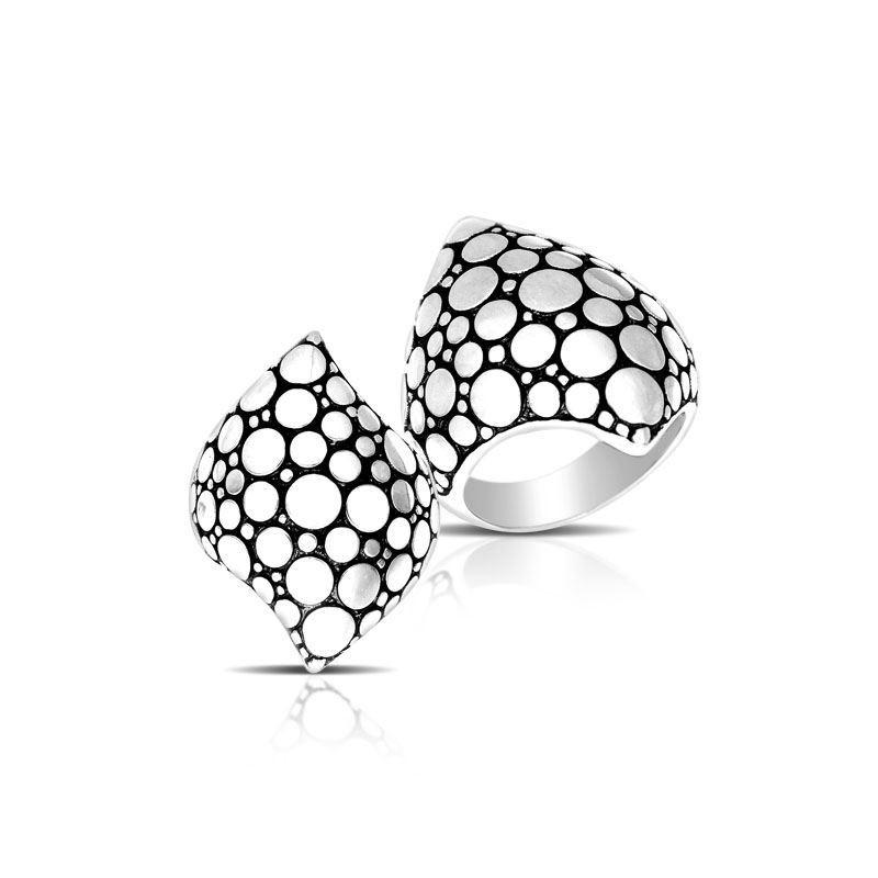 Silver Overlay Over Copper Modern Bubble Pattern Dome Ring