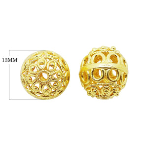 18K Gold Overlay over Copper handcrafted filigree bead from India for wholesale jewelry making.