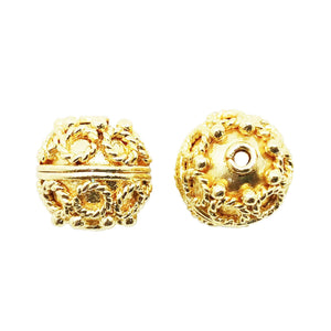 18K Gold Overlay Over Copper handcrafted dome filigree bead for wholesale jewelry making
