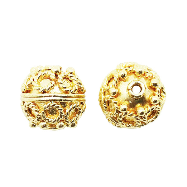 18K Gold Overlay Over Copper handcrafted dome filigree bead for wholesale jewelry making