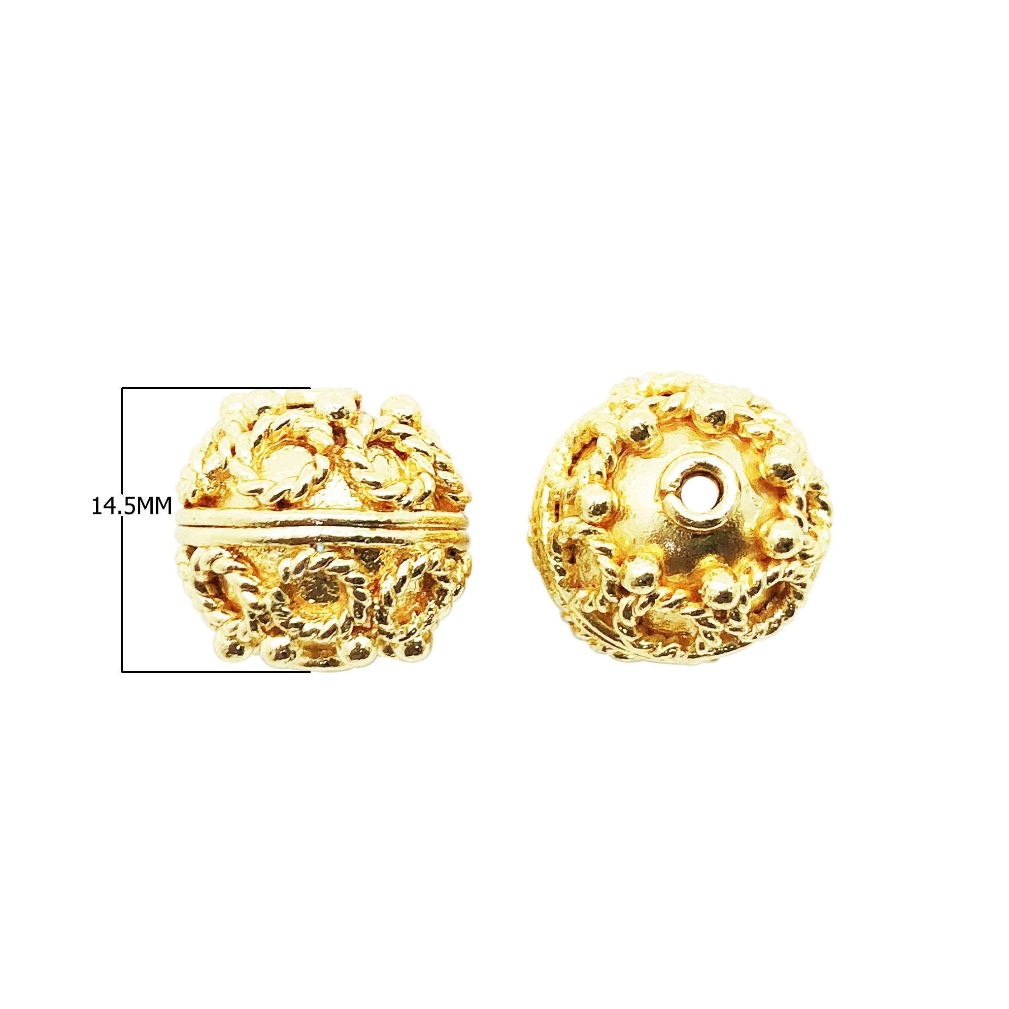 18K Gold Overlay Over Copper handcrafted dome filigree bead for wholesale jewelry making