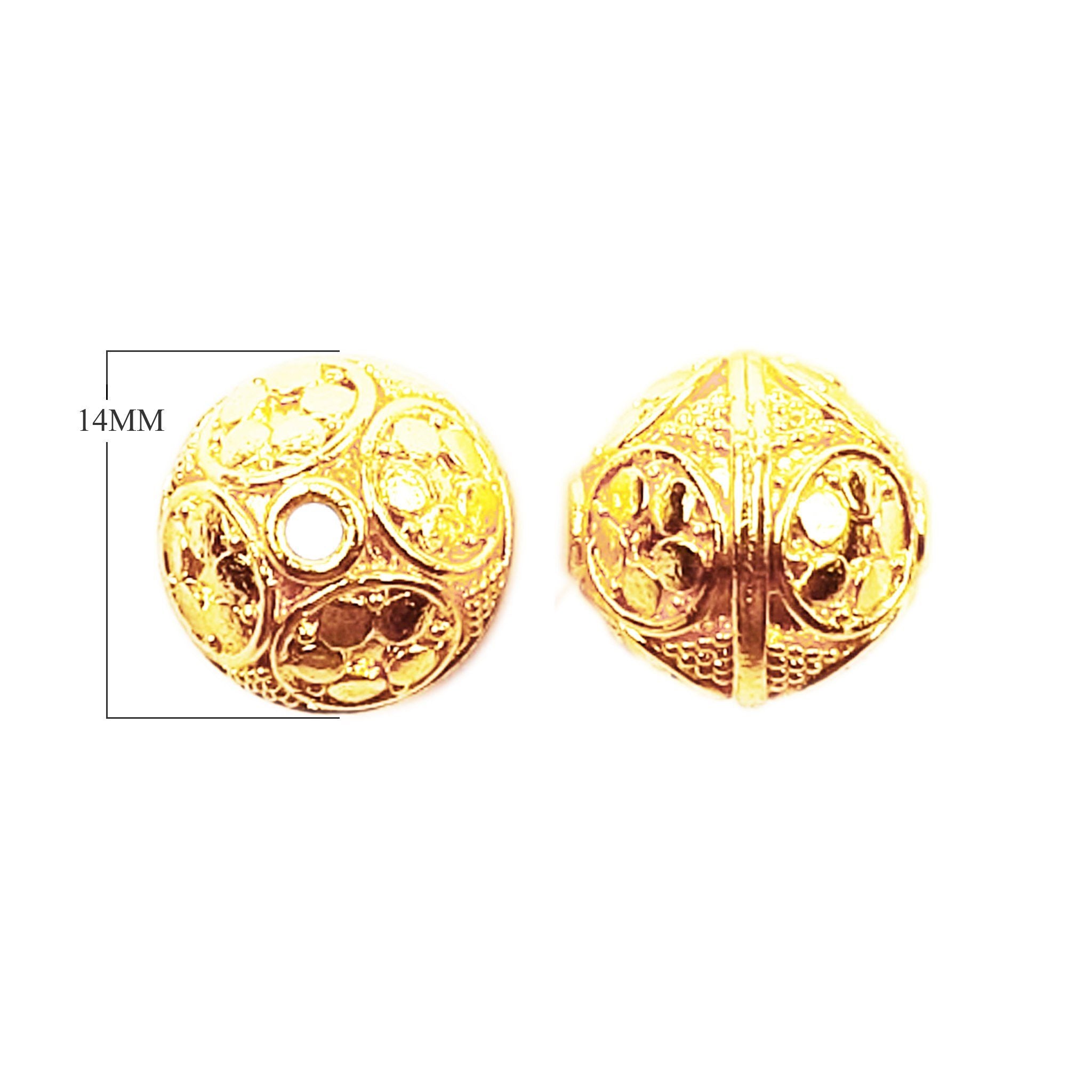 Handcrafted 18K Gold Overlay over Copper textured round bead from India