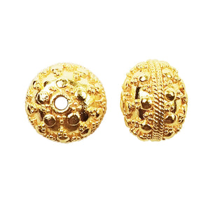 18K Gold Overlay Over Copper textured round bead handcrafted in India