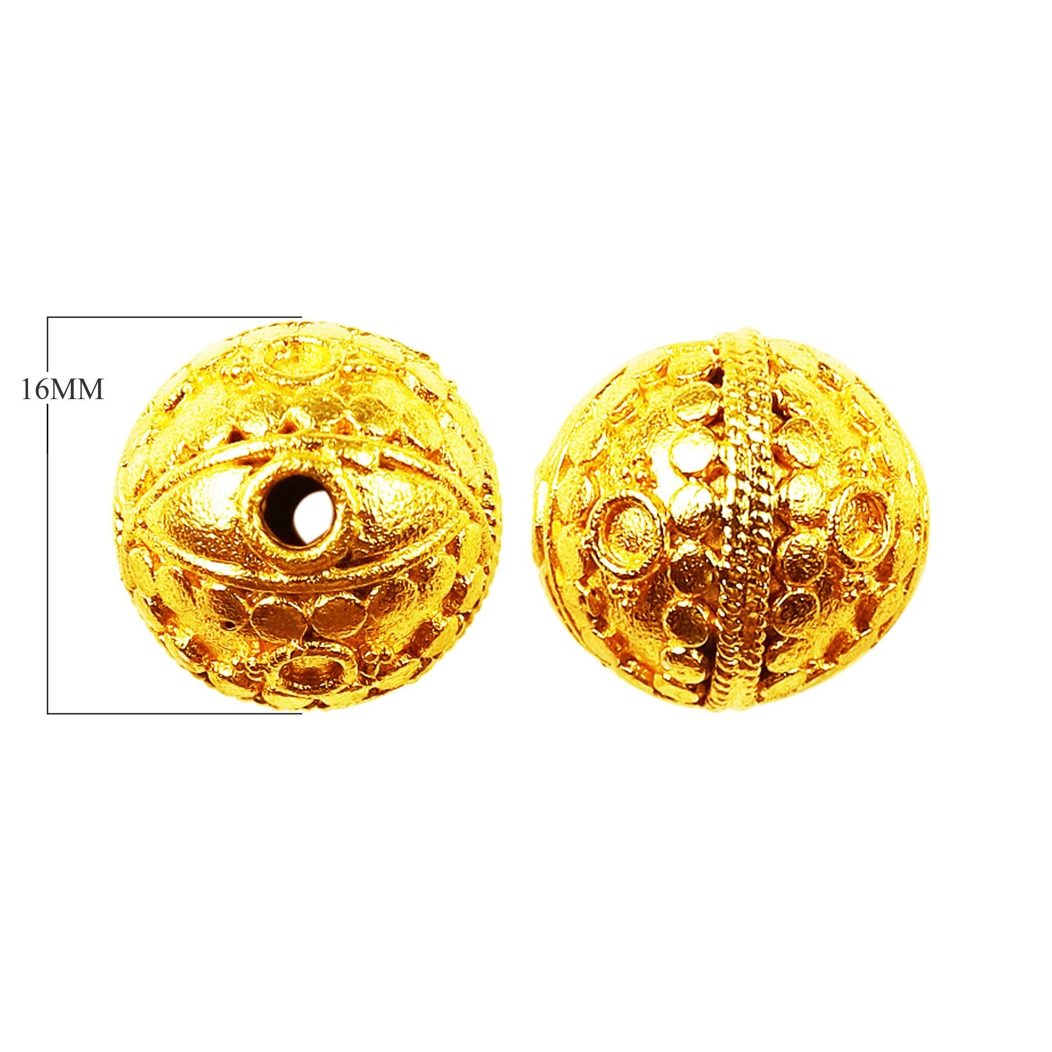 18K gold overlay over copper handcrafted textured round bead made in India