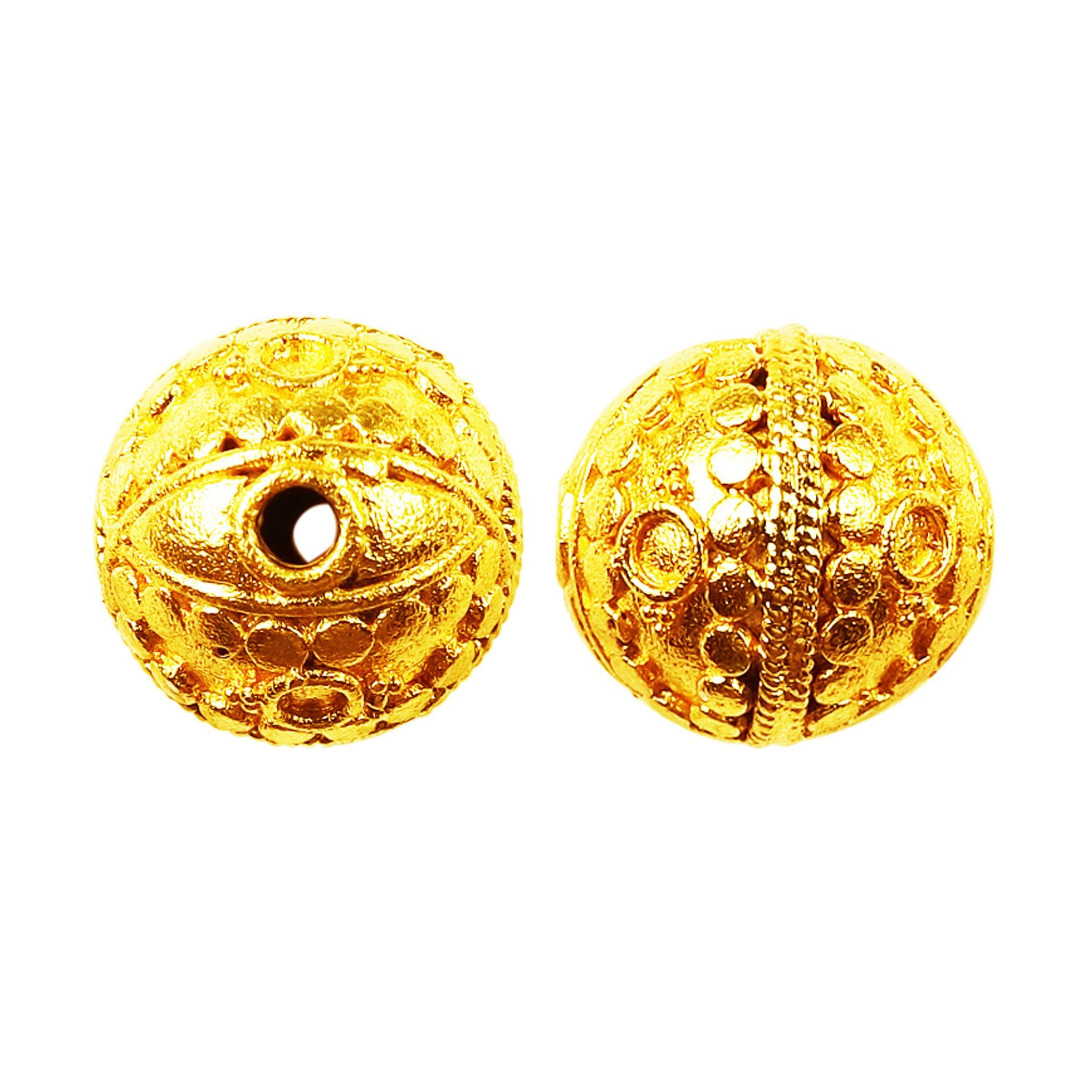18K gold overlay over copper handcrafted textured round bead made in India