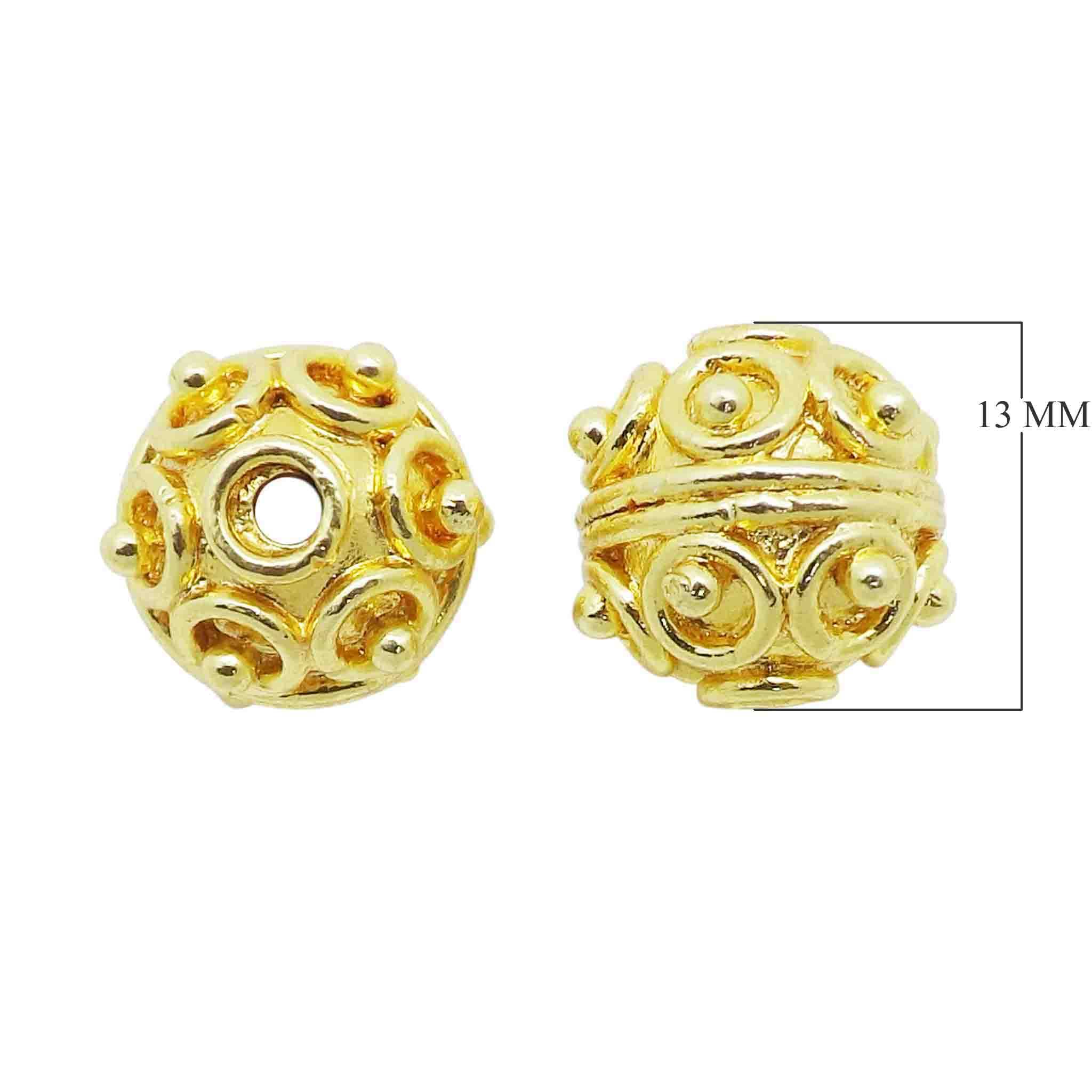 18K Gold Overlay Over Copper filigree swirl design beads handcrafted in India