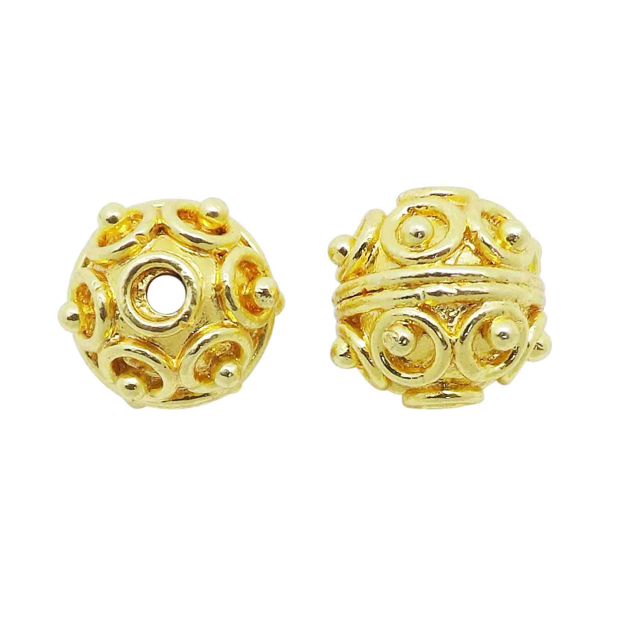18K Gold Overlay Over Copper filigree swirl design beads handcrafted in India