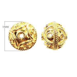 Wholesale 18K gold overlay over copper round filigree beads handcrafted in India