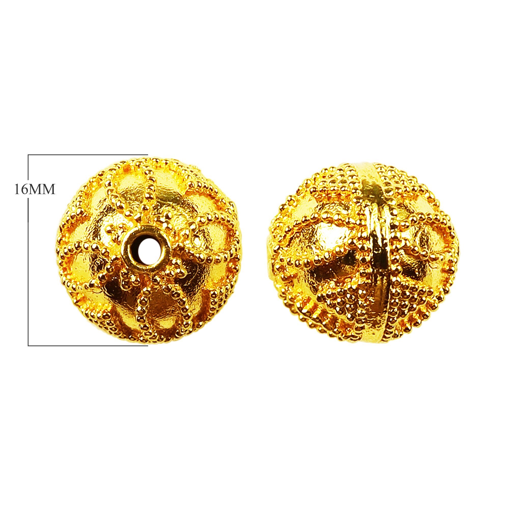 Round filigree bead in 18K gold overlay over copper, handcrafted in India – wholesale jewelry bead