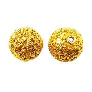 13MM 18K Gold Overlay Over Copper Bali bead with detailed granulation handcrafted in India for jewelry making