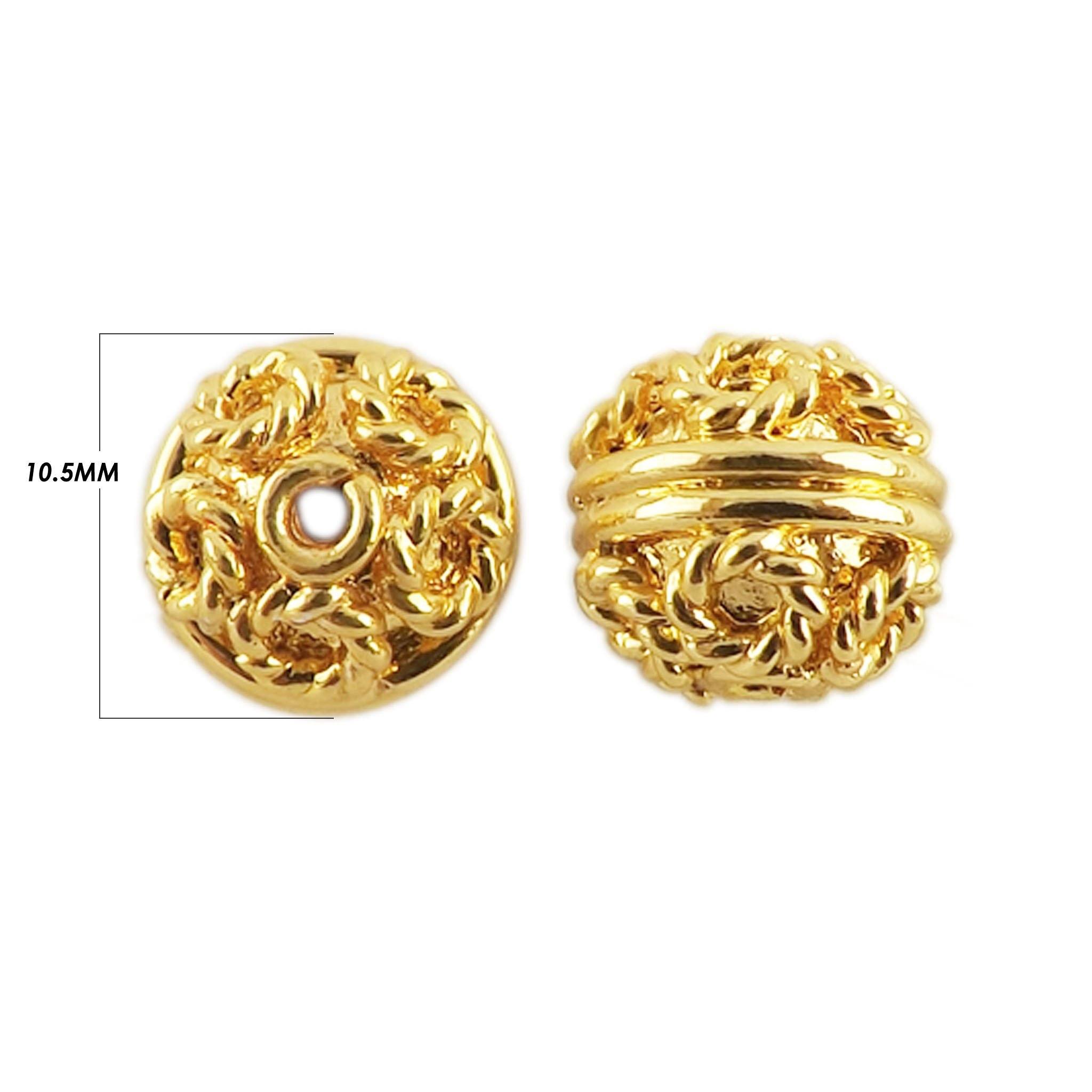 18K Gold Overlay Over Copper Indian handcrafted filigree round bead for wholesale jewelry making