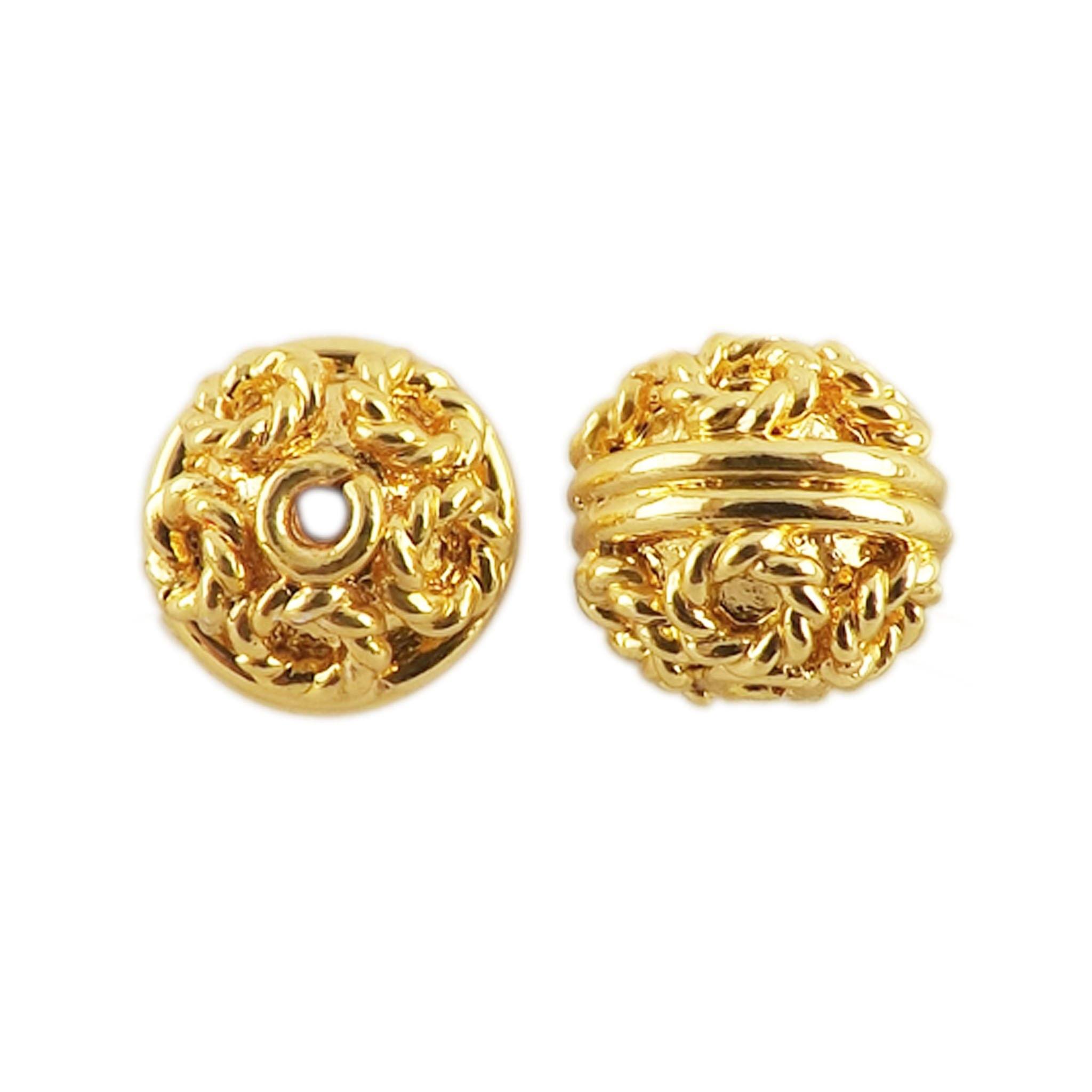 18K Gold Overlay Over Copper Indian handcrafted filigree round bead for wholesale jewelry making