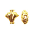 Fan-shaped bead with 18K gold overlay over copper, handcrafted in India for wholesale jewelry making