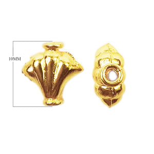 Fan-shaped bead with 18K gold overlay over copper, handcrafted in India for wholesale jewelry making
