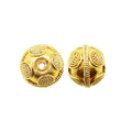 Handcrafted textured round bead with 18K gold overlay over copper, traditional Indian design