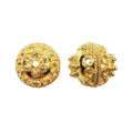 Handcrafted textured round bead with raised circular pattern in 18K gold overlay over copper