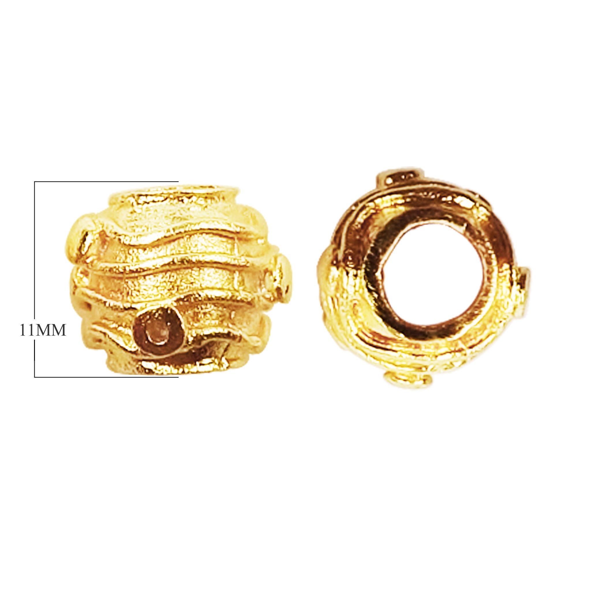 Handcrafted coil-textured round bead with 18K gold overlay over copper made in India.