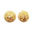 Wholesale 18K Gold Overlay textured round copper beads handcrafted in India with detailed filigree design.