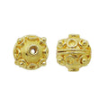 Handcrafted embossed ring-motif round bead with 18K gold overlay over copper, made in India for wholesale jewelry production.