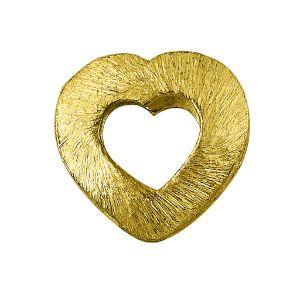 BG-168 18K Gold Overlay Heart Shape Brushed Bead Beads Bali Designs Inc 