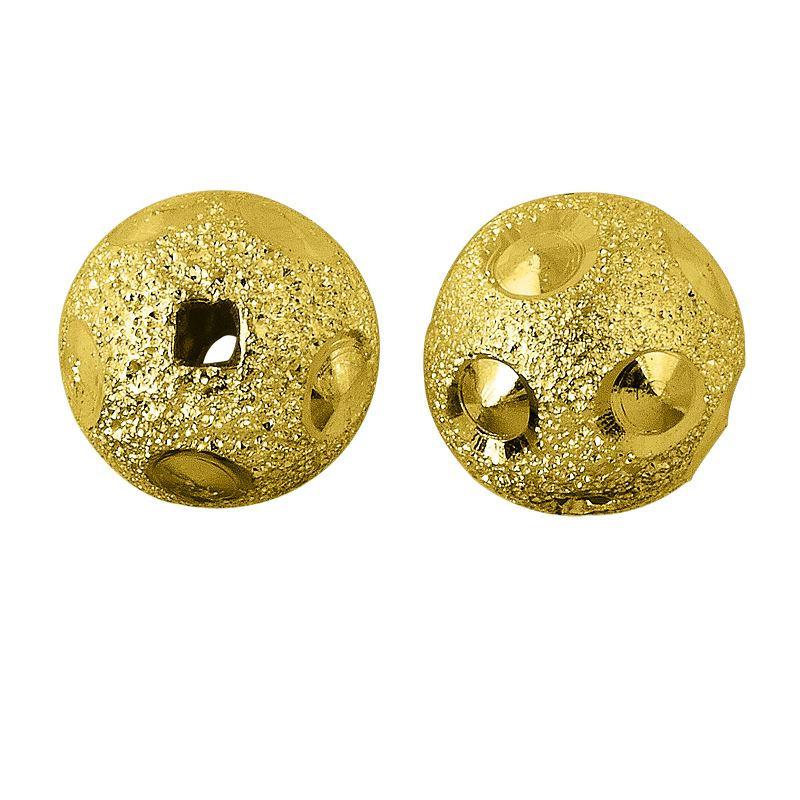 Handcrafted frosted-texture round bead with dome-cut impressions and 18K gold overlay over copper, made in India for wholesale jewelry manufacturing.