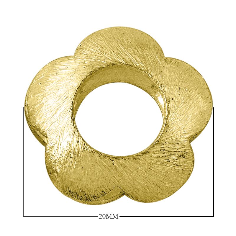 Handcrafted brushed flower-shaped connector bead with 18K gold overlay over copper, made in India for wholesale jewelry production.