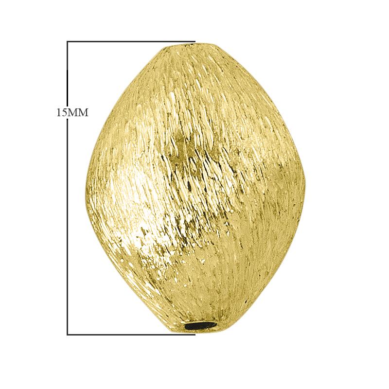 Handcrafted brushed oval barrel bead with 18K gold overlay over copper, made in India for wholesale jewelry production.