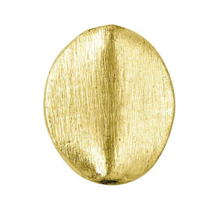 Handcrafted brushed flat oval bead with 18K gold overlay over copper, made in India for wholesale jewelry production.