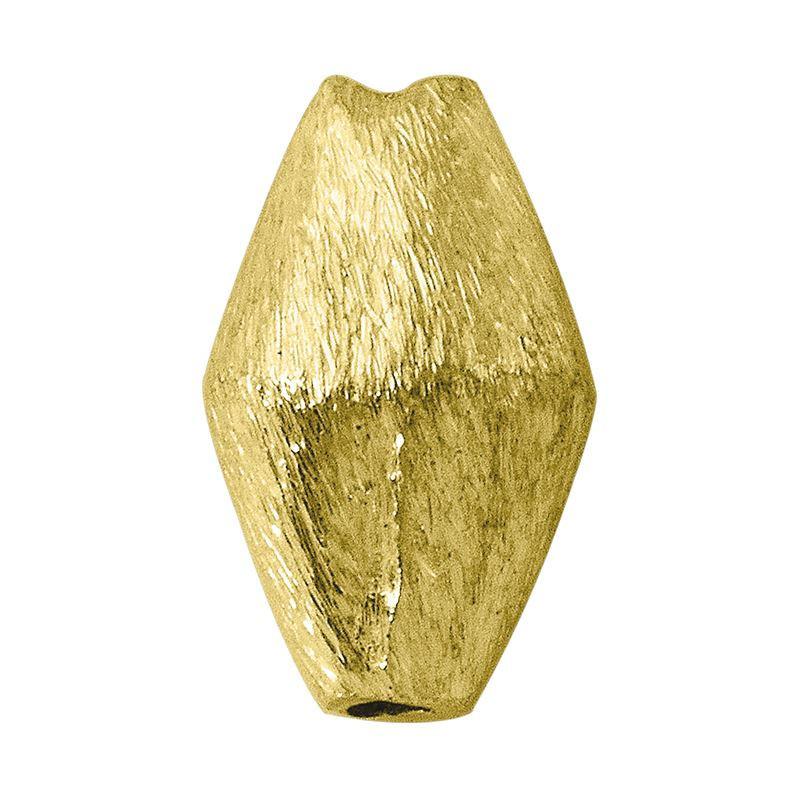 Handcrafted elongated hexa bead with brushed 18K gold overlay over copper, made in India for wholesale jewelry production.