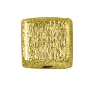 Handcrafted brushed square bead with 18K gold overlay over copper, made in India for wholesale jewelry manufacturing.