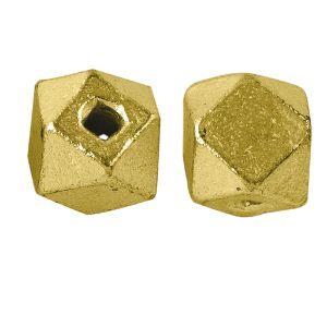 Handcrafted faceted cube bead with 18K gold overlay over copper, made in India for wholesale jewelry production.