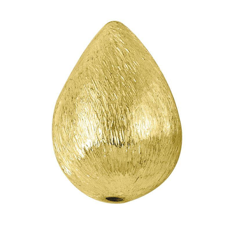 Teardrop-shaped brushed bead with 18K gold overlay over copper, handcrafted in India for wholesale jewelry production.