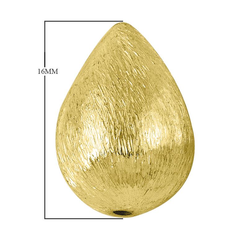 Teardrop-shaped brushed bead with 18K gold overlay over copper, handcrafted in India for wholesale jewelry production.