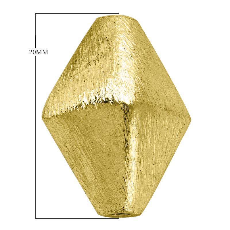 Diamond-shaped brushed bead with 18K gold overlay over copper, handcrafted in India for wholesale jewelry production.