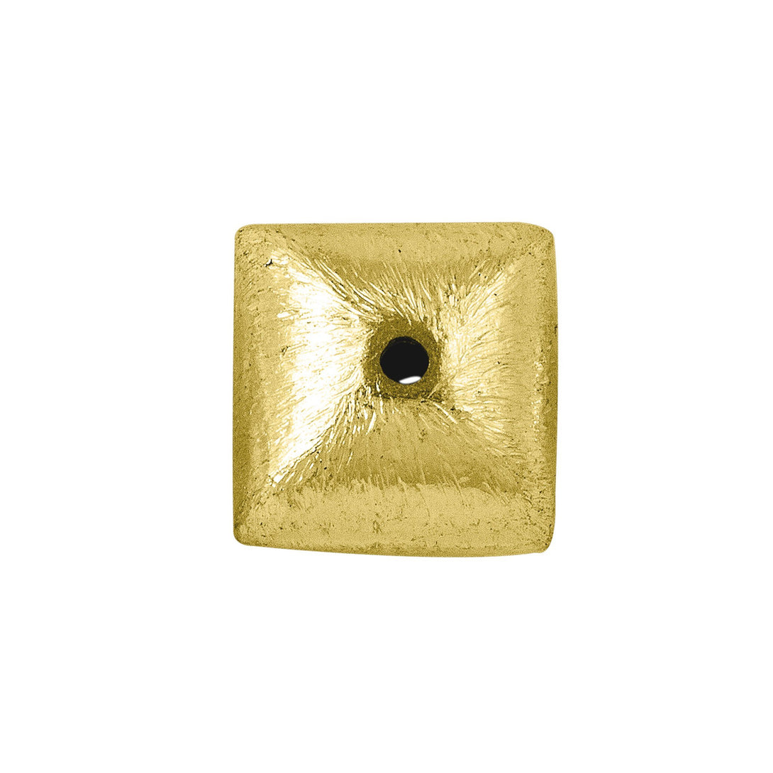 BG-187-12MM 18K Gold Overlay Square Shape Brushed Bead Beads Bali Designs Inc 