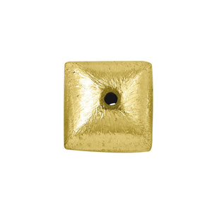 Square domed brushed bead with 18K gold overlay over copper, handcrafted in India for wholesale jewelry making.