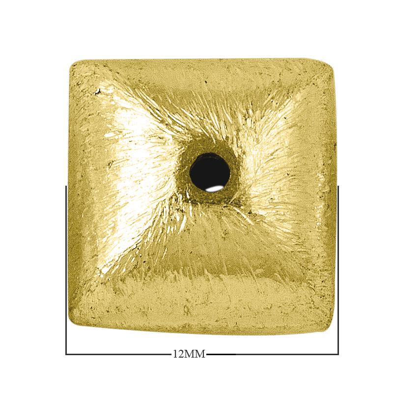 Square domed brushed bead with 18K gold overlay over copper, handcrafted in India for wholesale jewelry making.