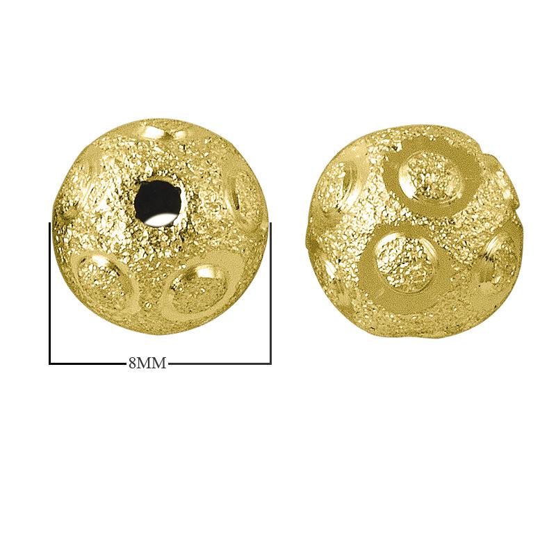 Gold Overlay Textured Round Bead With Embossed Circular Pattern