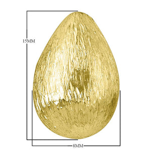 Textured Gold Overlay Teardrop Bead With Brushed Finish
