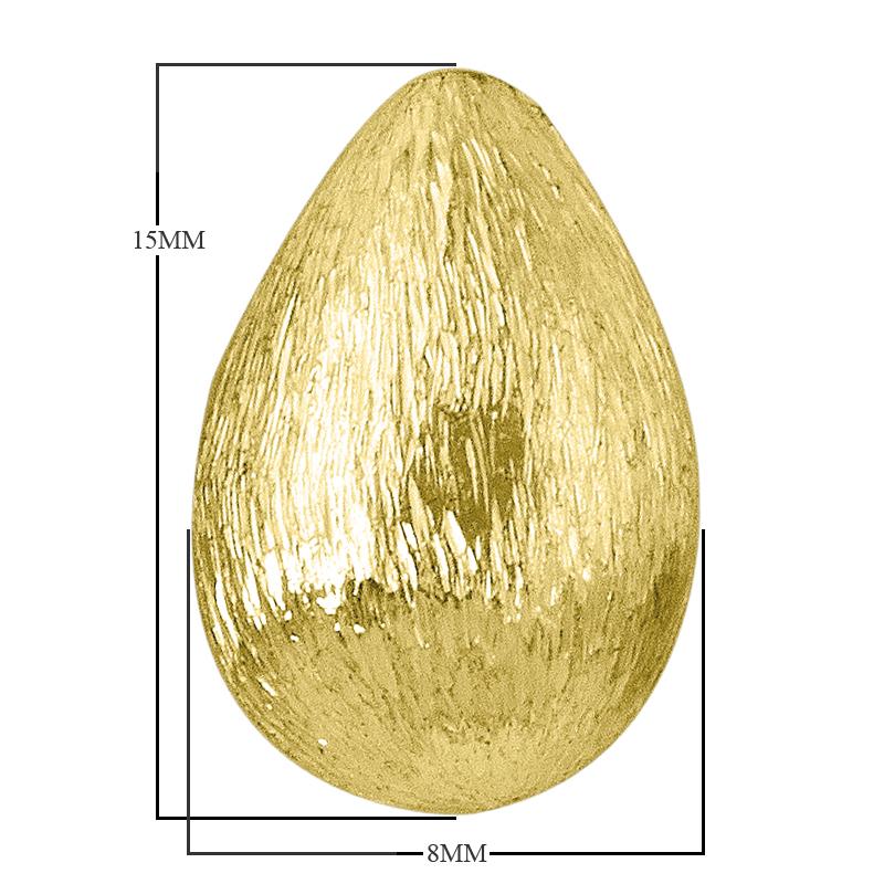 Textured Gold Overlay Teardrop Bead With Brushed Finish