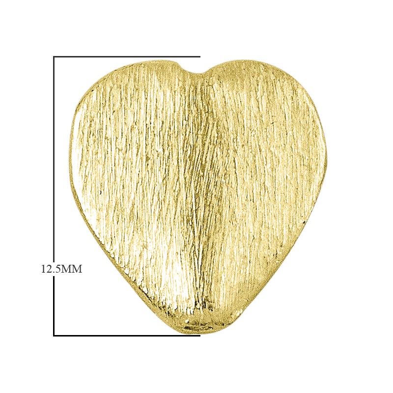 BG-198 18K Gold Overlay Heart Shape Brushed Bead Beads Bali Designs Inc 