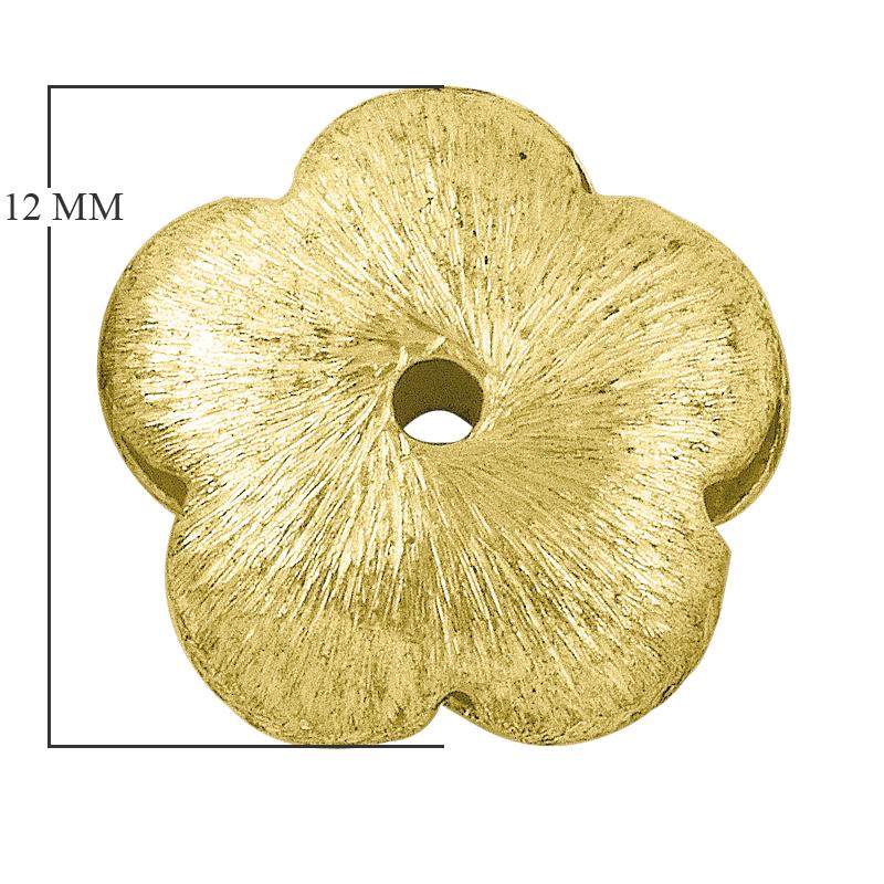 BG-208-12MM 18K Gold Overlay Flower Shape Brushed Bead Beads Bali Designs Inc 