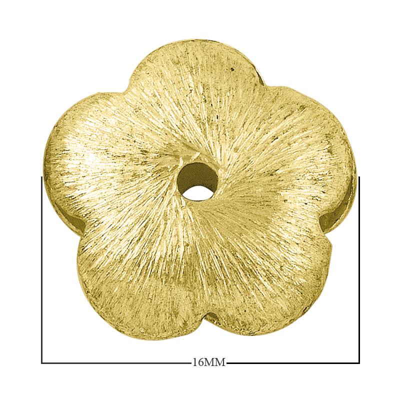 BG-208-16MM 18K Gold Overlay Flower Shape Brushed Bead Beads Bali Designs Inc 