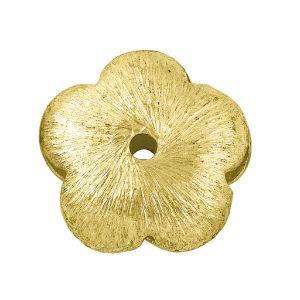 Five-petal floral textured spacer bead with 18K gold overlay over copper, handcrafted in India.