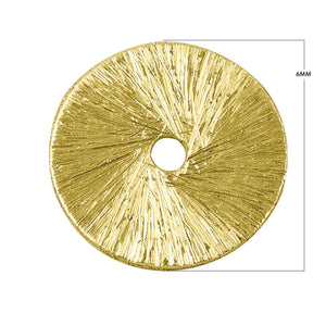 Textured circular chip bead with 18K gold overlay over copper handcrafted in India for wholesale jewelry making