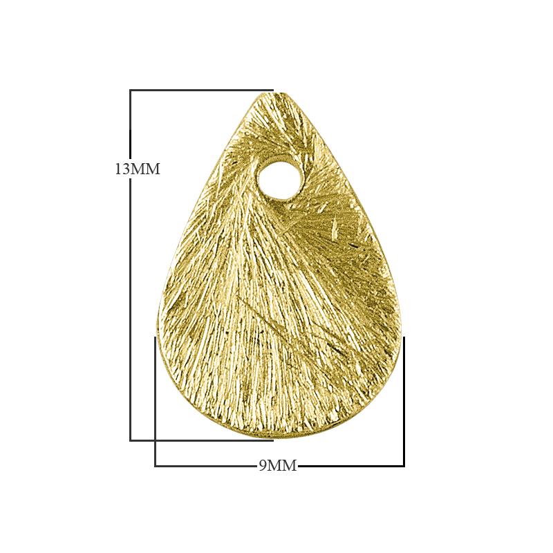 Teardrop-shaped textured chip bead with 18K gold overlay over copper handcrafted in India for wholesale jewelry making