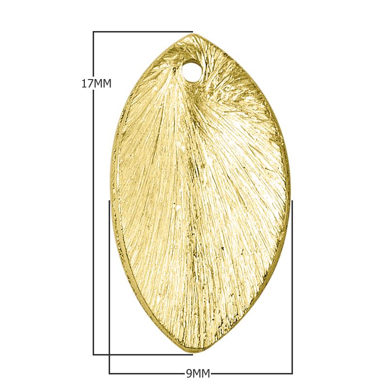 18K gold overlay leaf shape chip bead handcrafted in India with textured finish for wholesale jewelry production