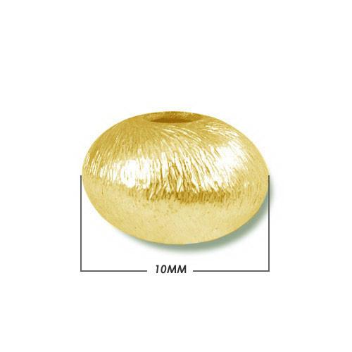 BG-229-10MM 18K Gold Overlay Flat Round Shape Brushed Bead Beads Bali Designs Inc 