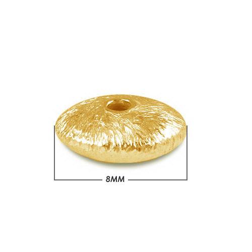 BG-231-8MM 18K Gold Overlay Wheel Shape Brushed Bead Beads Bali Designs Inc 
